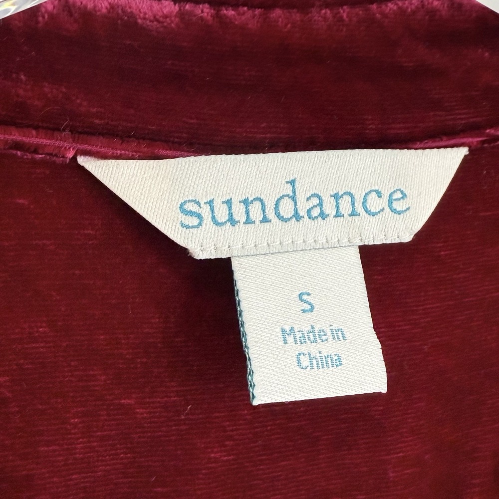 SUNDANCE VELVET NUANCE SILK TOP Women Small Wineberry Holiday Classic Pullover - Picture 4 of 11